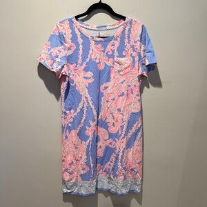 NWOT Lilly Pulitzer Blue and Pink Paisley Dress sz Large